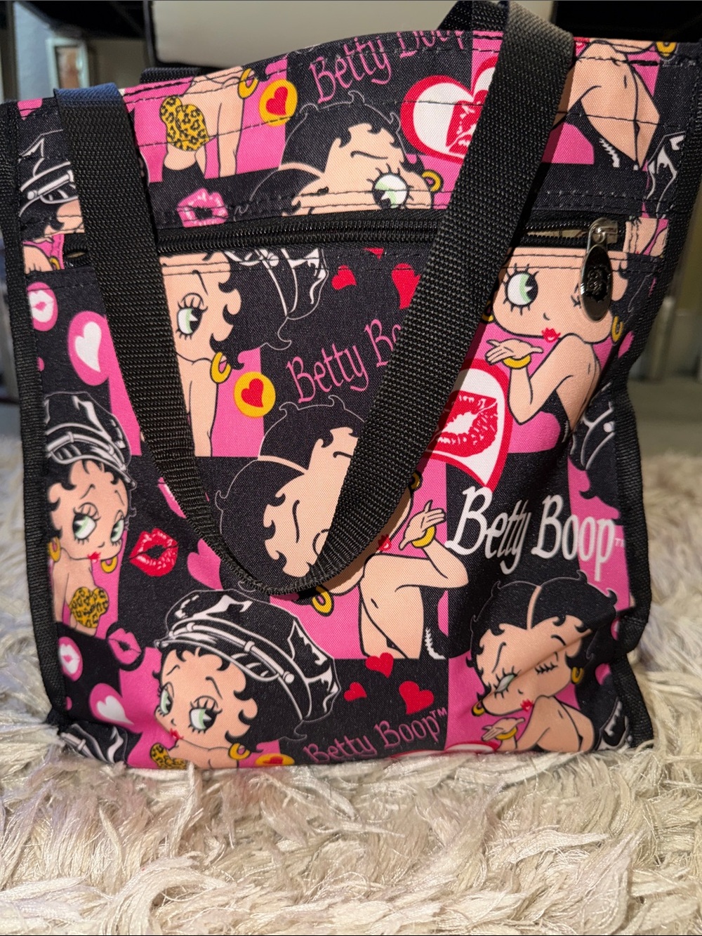 Betty Boop Black and Pink Patterned Tote